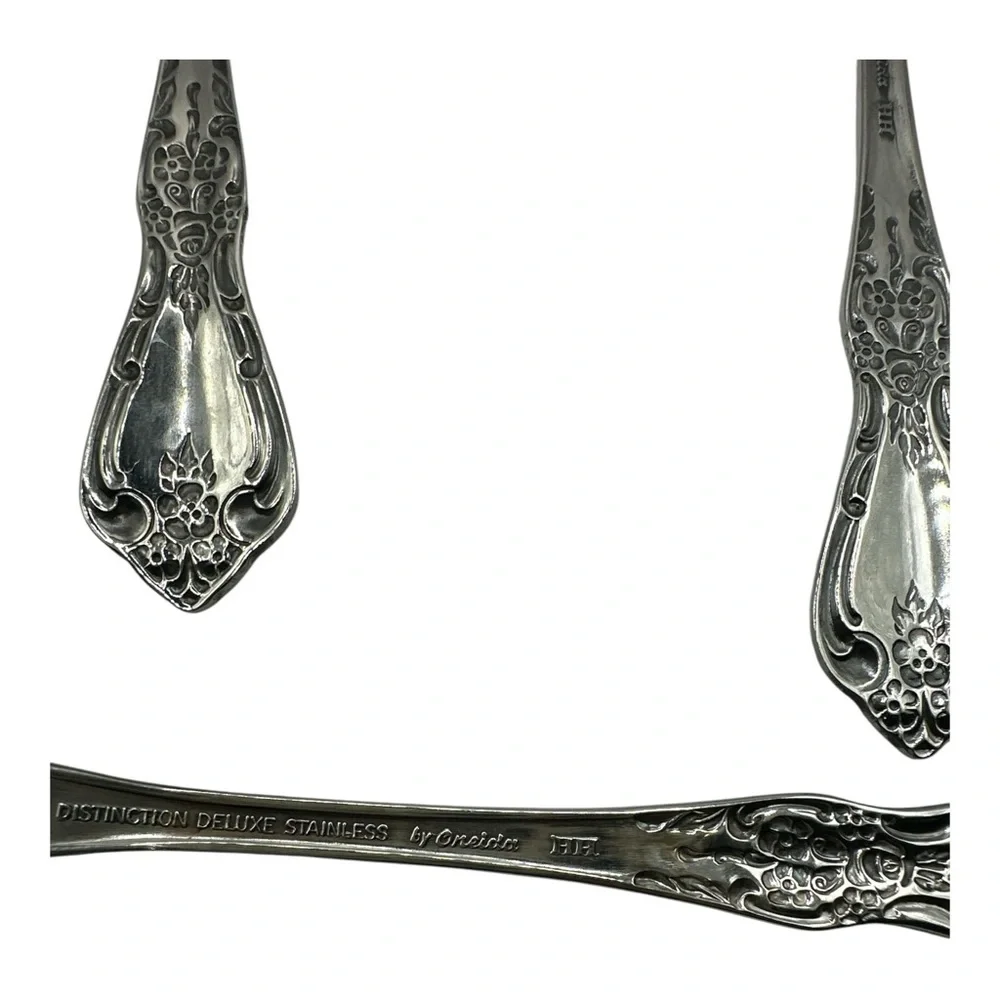 Oneida Kennett Square Fish Forks Set Of Three Stainless Floral Flatware